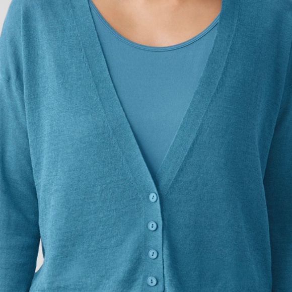 Eileen Fisher Linen Cotton Cropped Cardigan in Cascade size 1X. NWT - Picture 5 of 11